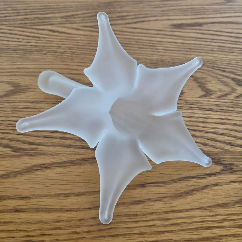 Vintage Frosted Art Glass Lily Flower Sculpture Satin Finish Floral Home Decor